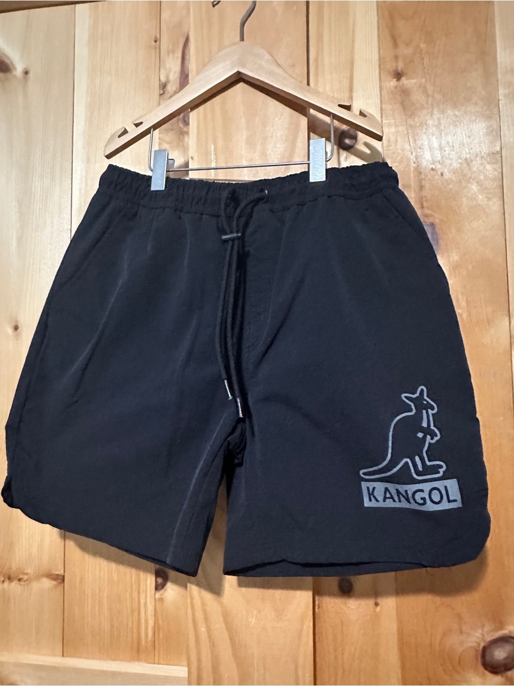 Kangol Black Men's Drawstring Athletic Shorts with Kangaroo Logo